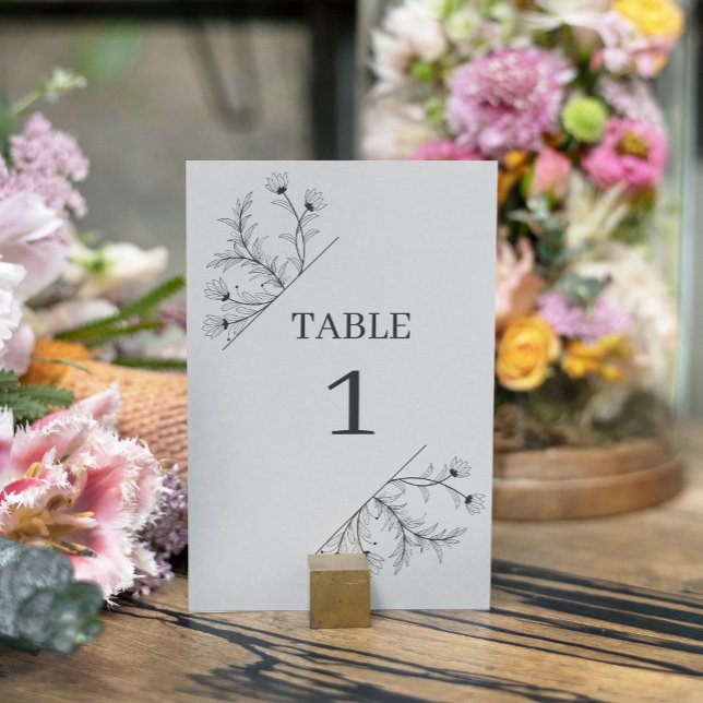 Elegant Floral Grey Wedding Table Number (Creator Uploaded)