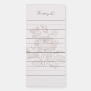 Elegant Floral Grocery List Magnetic Notepad