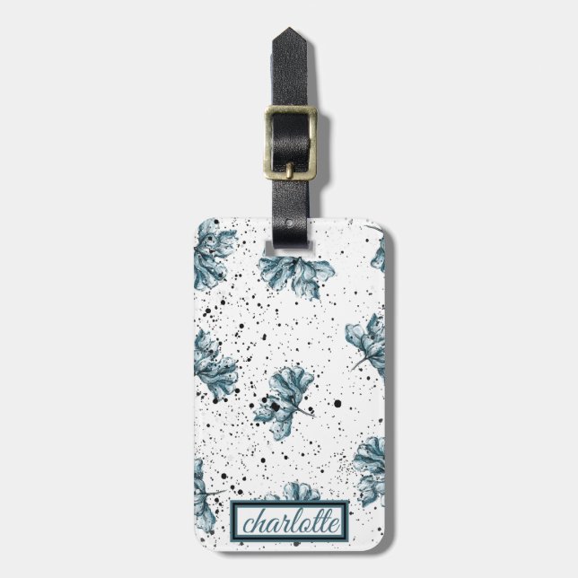 Elegant Floral Grunge Monogram Luggage Tag (Front Vertical)