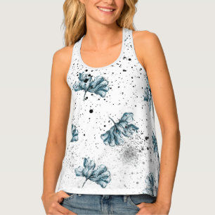 Elegant Floral Grunge steel blue Tank Top