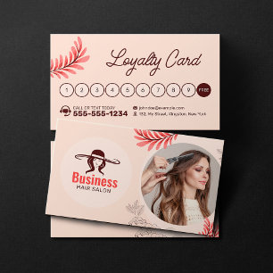Elegant Floral Hair Salon Hair Stylist Makeup Art Loyalty Card