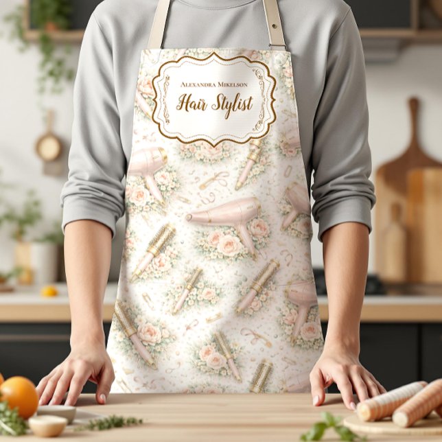 Elegant Floral Hair Stylist Apron (Creator Uploaded)