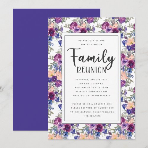 Elegant Floral Hand Lettered Script Family Reunion