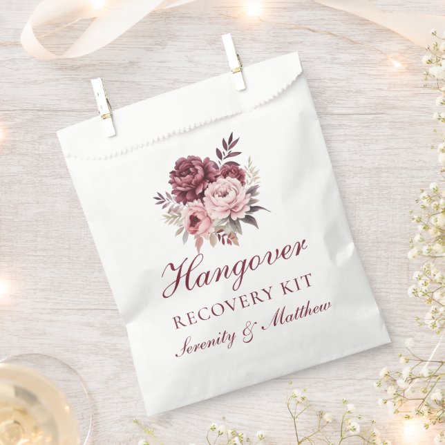 Elegant Floral Hangover Recovery Peony  Wedding Favor Bag (Clipped)