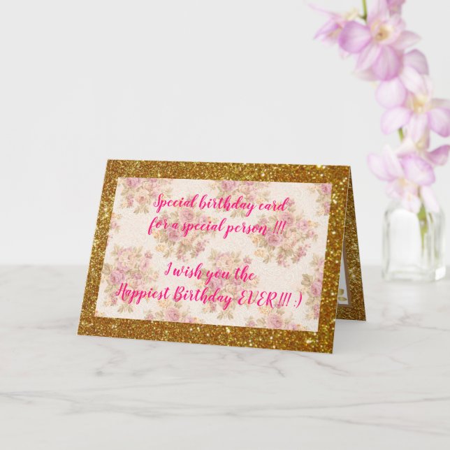 Elegant Floral Happiest Birthday Card (Orchid)
