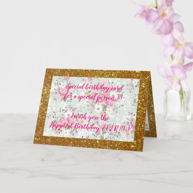 Elegant Floral Happiest Birthday Card (Orchid)