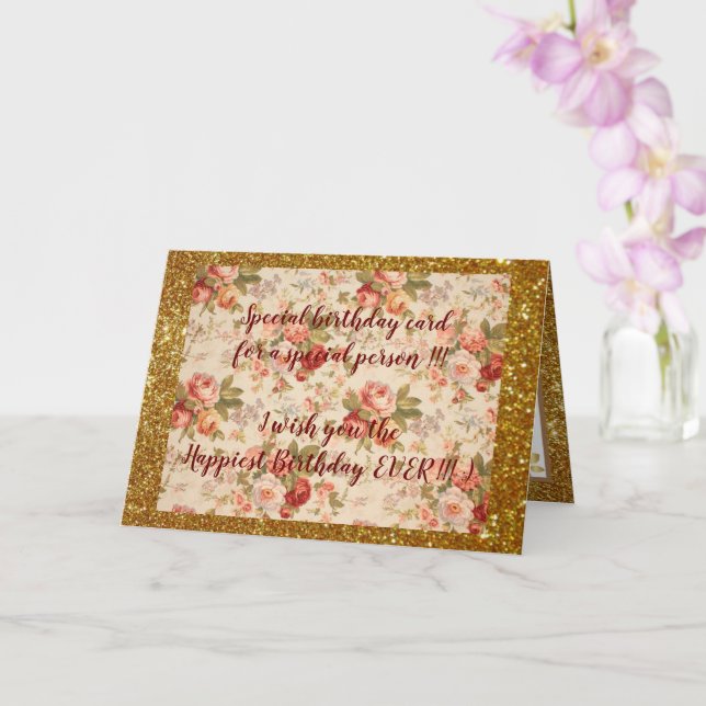 Elegant Floral Happiest Birthday Card (Orchid)