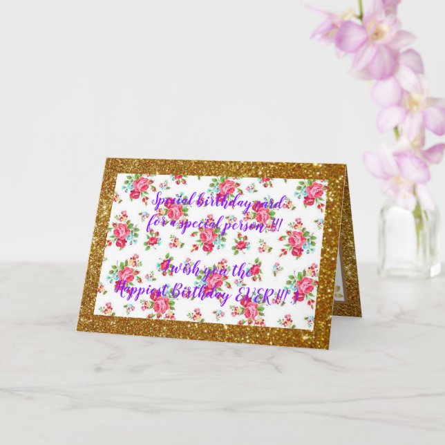 Elegant Floral Happiest Birthday Card (Orchid)
