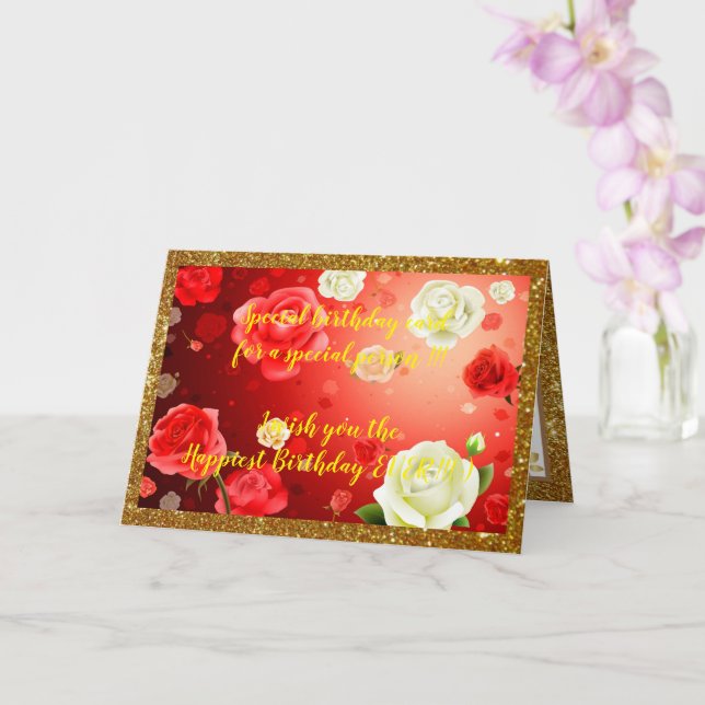 Elegant Floral Happiest Birthday Card (Orchid)