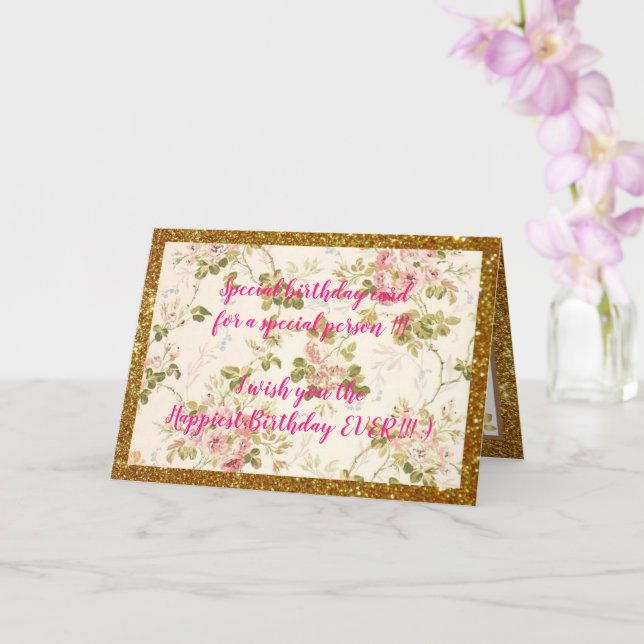 Elegant Floral Happiest Birthday Card (Orchid)