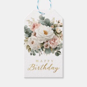 Elegant Floral "Happy Birthday"  Gift Tags