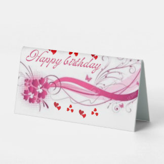 Elegant Floral Happy Birthday Greeting Card Table Tent