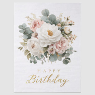 Elegant Floral "Happy Birthday"  Tissue Paper