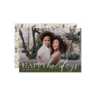 Elegant Floral Happy Holidays Olive Green Photo
