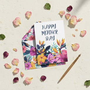 Elegant Floral Happy Mother’s Day Personalized  Holiday Card