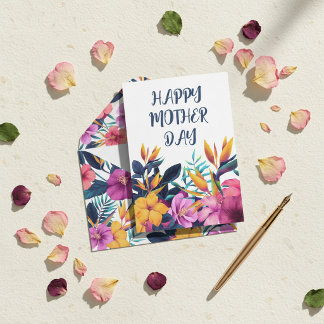 Elegant Floral Happy Mother’s Day Personalized  Holiday Card