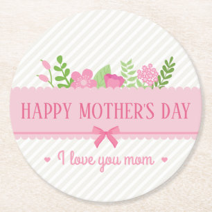 Elegant Floral Happy Mother's Day   Coaster