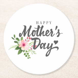 Elegant Floral Happy Mother's Day Coaster