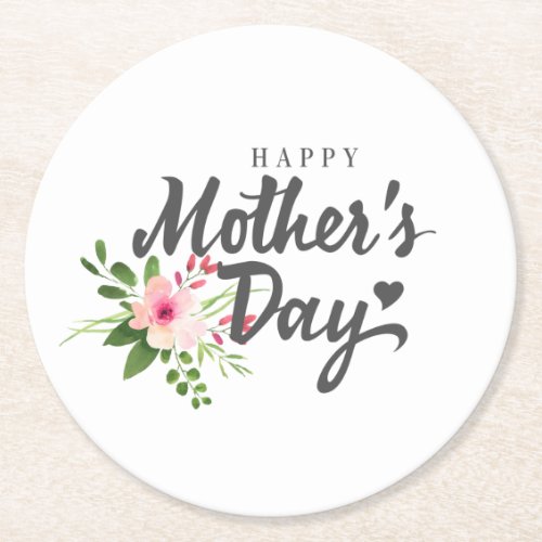 Elegant Floral Happy Mothers Day  Coaster