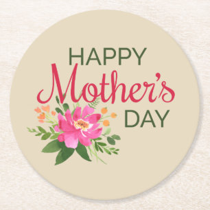 Elegant Floral Happy Mother's Day Coaster