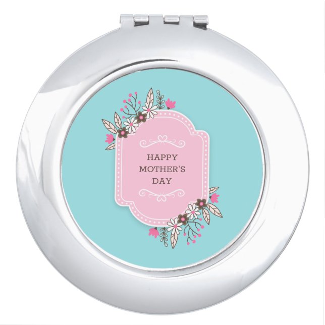 Elegant Floral Happy Mother's Day | Compact Mirror (Front)