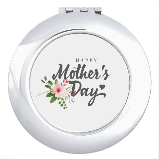 Elegant Floral Happy Mother's Day | Compact Mirror (Front)