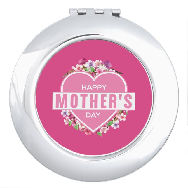 Elegant Floral Happy Mother's Day | Compact Mirror (Front)