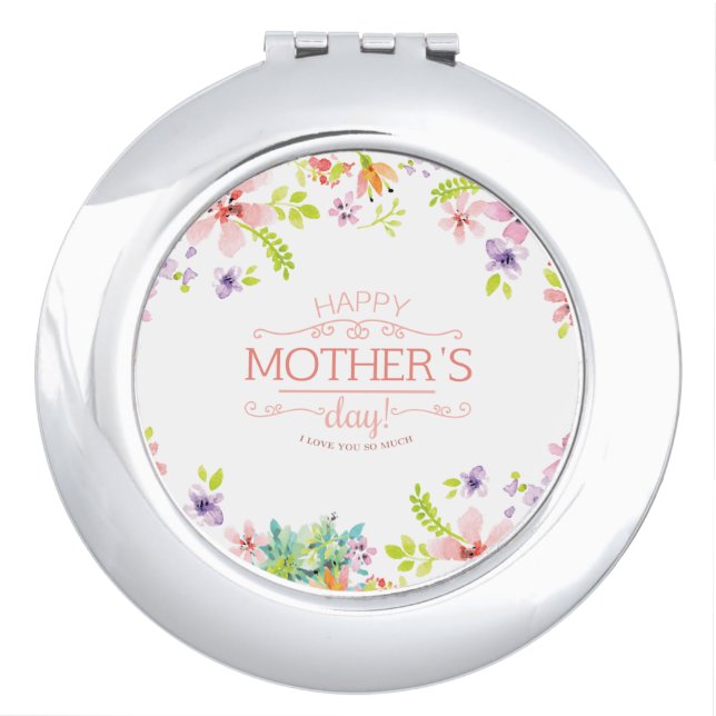 Elegant Floral Happy Mother's Day | Compact Mirror (Front)