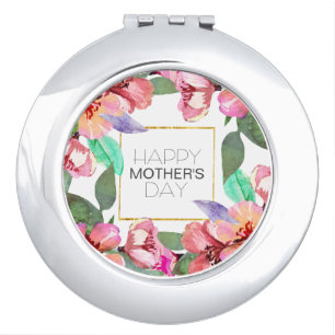 Elegant Floral Happy Mother's Day Compact Mirror