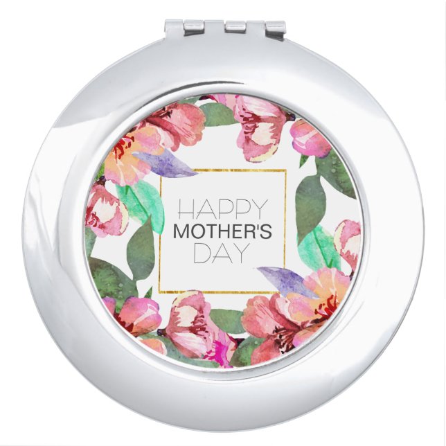 Elegant Floral Happy Mother's Day | Compact Mirror (Front)