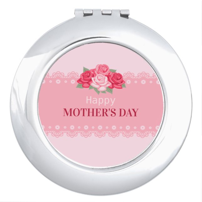 Elegant Floral Happy Mother's Day | Compact Mirror (Front)