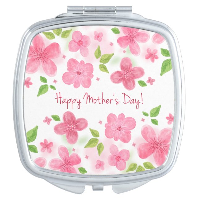 Elegant Floral Happy Mother's Day | Compact Mirror (Front)