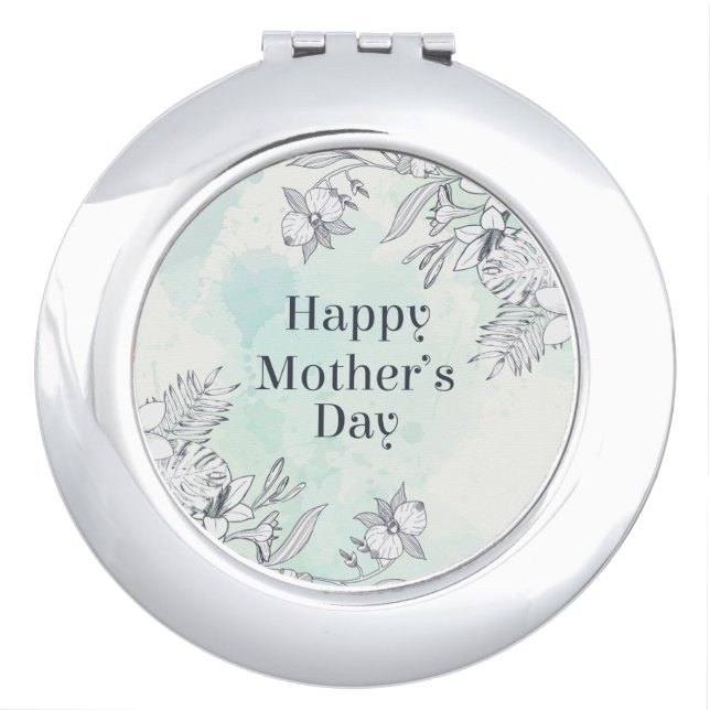 Elegant Floral Happy Mother's Day | Compact Mirror (Front)