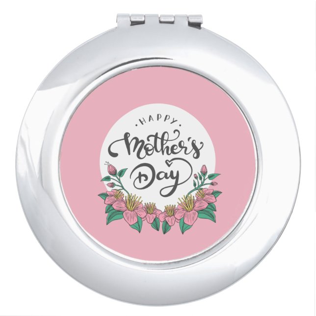 Elegant Floral Happy Mother's Day | Compact Mirror (Front)