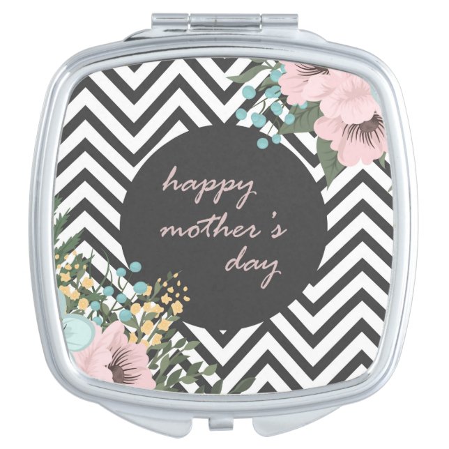 Elegant Floral Happy Mother's Day | Compact Mirror (Front)