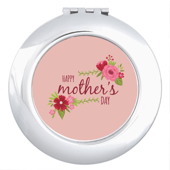 Elegant Floral Happy Mother's Day | Compact Mirror (Front)