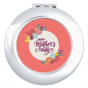 Elegant Floral Happy Mother's Day Compact Mirror