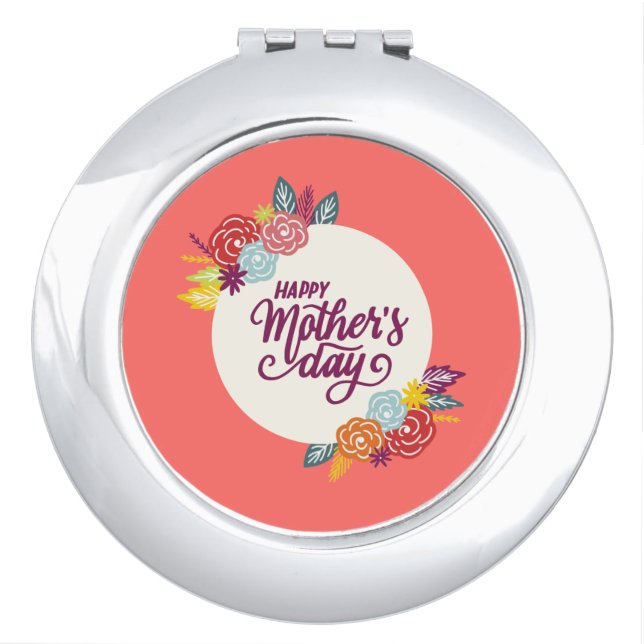 Elegant Floral Happy Mother's Day | Compact Mirror (Front)