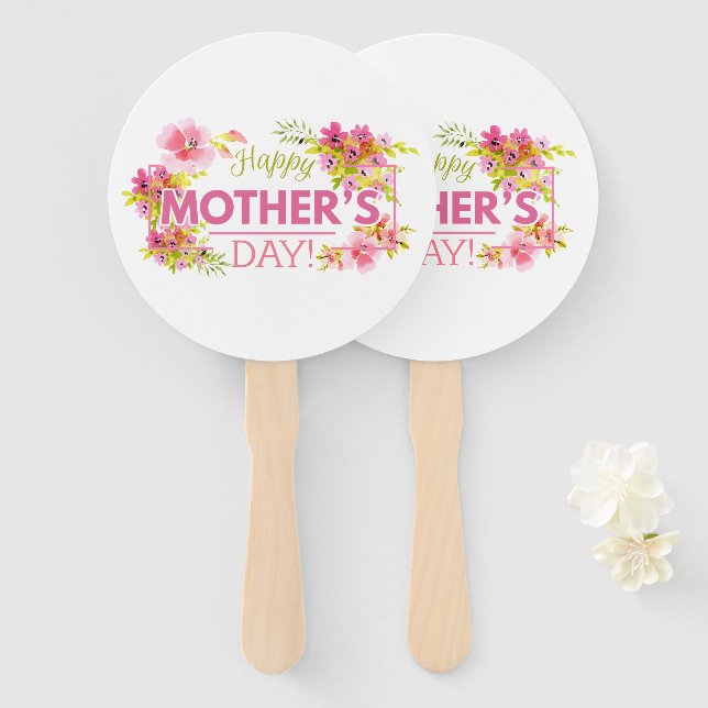 Elegant Floral Happy Mother's Day | Hand Fan (Front and Back)