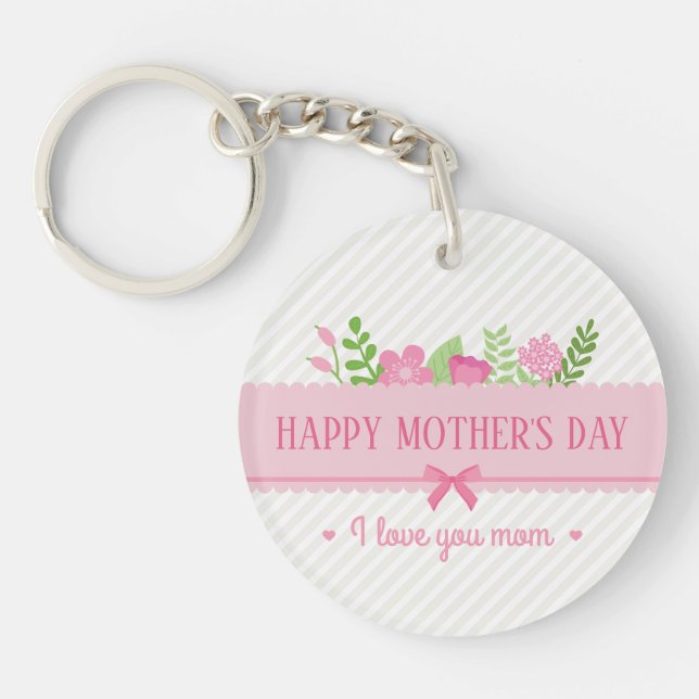 Elegant Floral Happy Mother's Day | Keychain (Front)