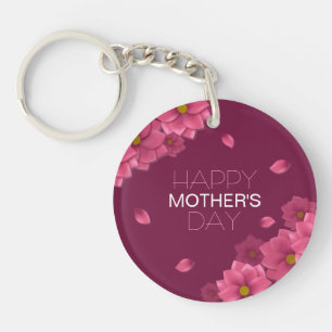 Elegant Floral Happy Mother's Day Keychain