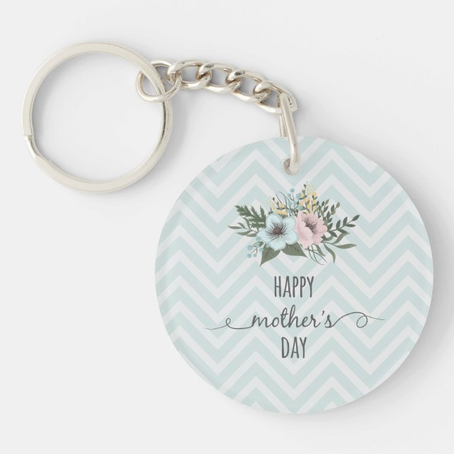 Elegant Floral Happy Mother's Day | Keychain (Front)