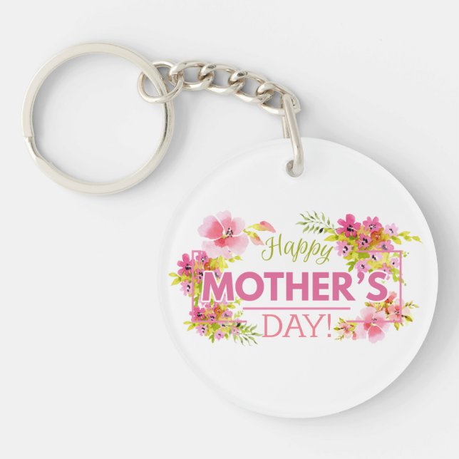 Elegant Floral Happy Mother's Day | Keychain (Front)