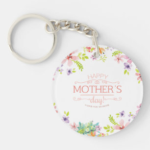Elegant Floral Happy Mother's Day   Keychain