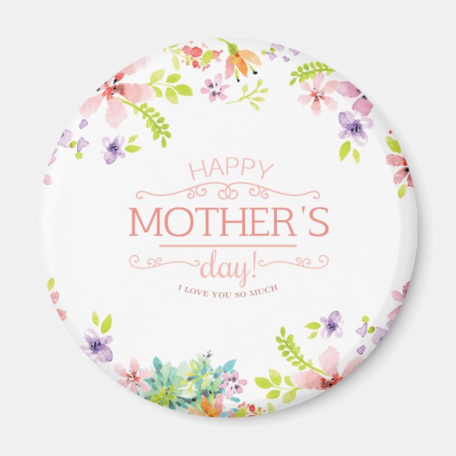 Elegant Floral Happy Mother's Day | Magnet (Front)