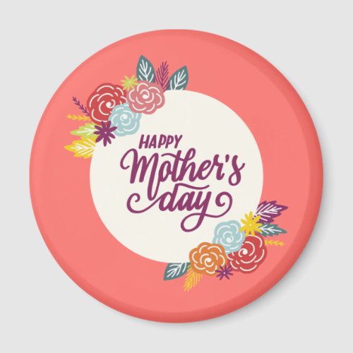 Elegant Floral Happy Mothers Day  Magnet