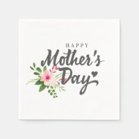 Elegant Floral Happy Mother's Day | Napkin