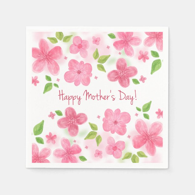 Elegant Floral Happy Mother's Day | Napkin (Front)