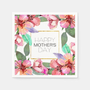 Elegant Floral Happy Mother's Day Napkin
