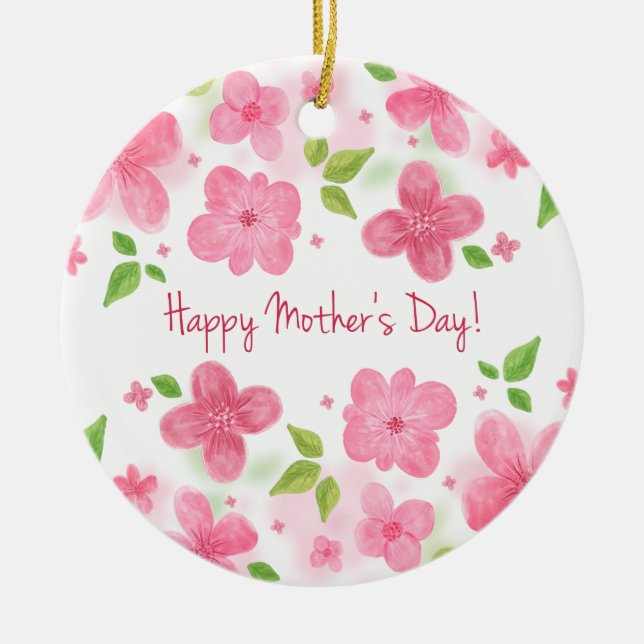 Elegant Floral Happy Mother's Day | Ornament (Front)